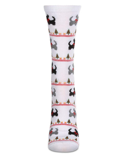 Women's Christmas Scottie Dog Crew Socks