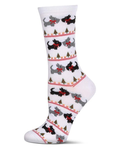 Women's Christmas Scottie Dog Crew Socks