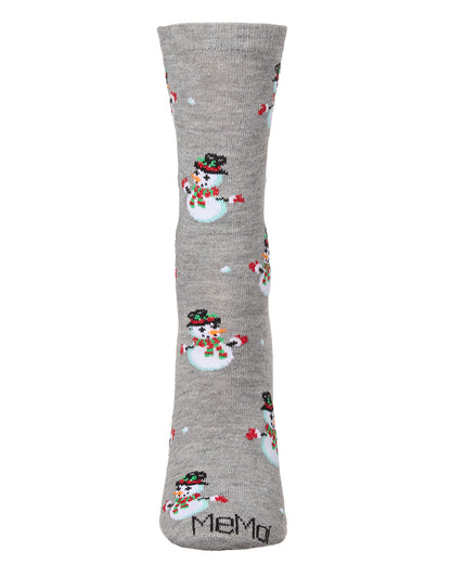 Women's Let it Snowman Holiday Crew Socks : Color: Medium Gray Heather