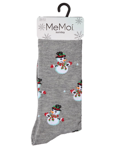 Women's Let it Snowman Holiday Crew Socks : Color: Medium Gray Heather