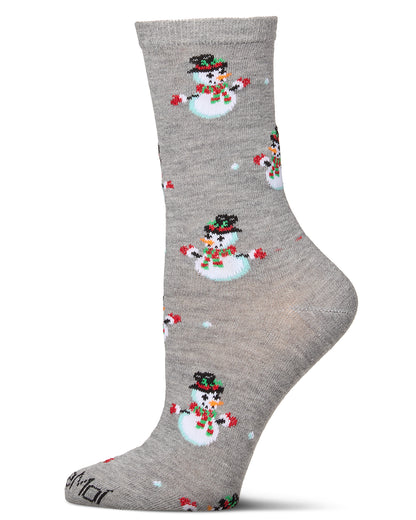 Women's Let it Snowman Holiday Crew Socks : Color: Medium Gray Heather