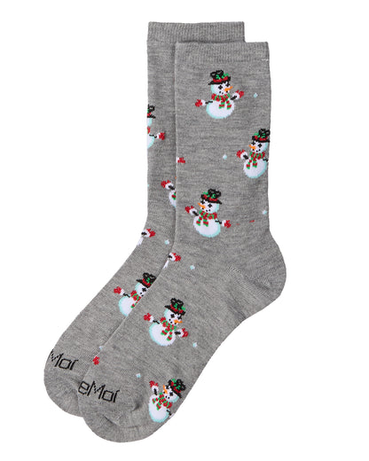 Women's Let it Snowman Holiday Crew Socks : Color: Medium Gray Heather