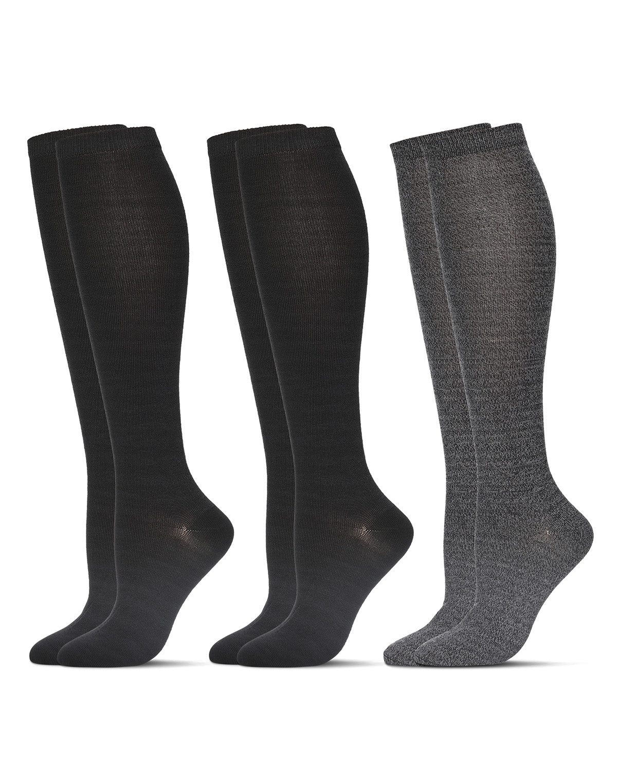Women's 3 Pairs Buttersoft Knee-High Socks : Color: Black Marled