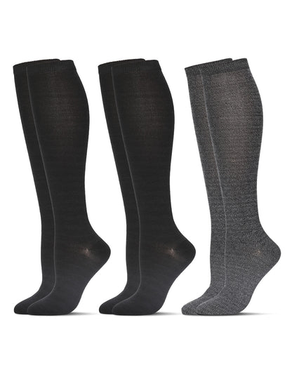 Women's 3 Pairs Buttersoft Knee-High Socks : Color: Black Marled