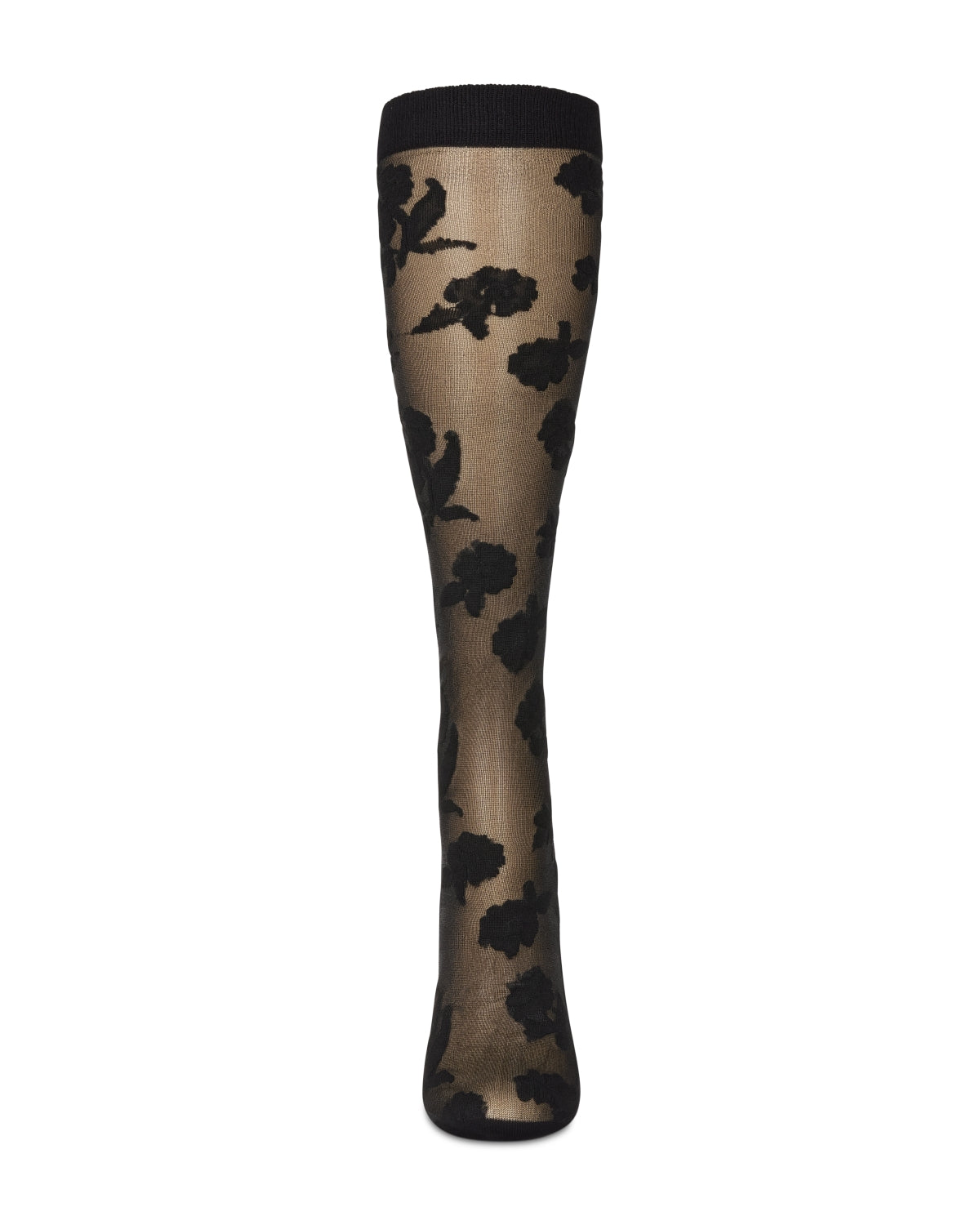 Women's Floral Fantasy Sheer Knee High Socks : Color: Black