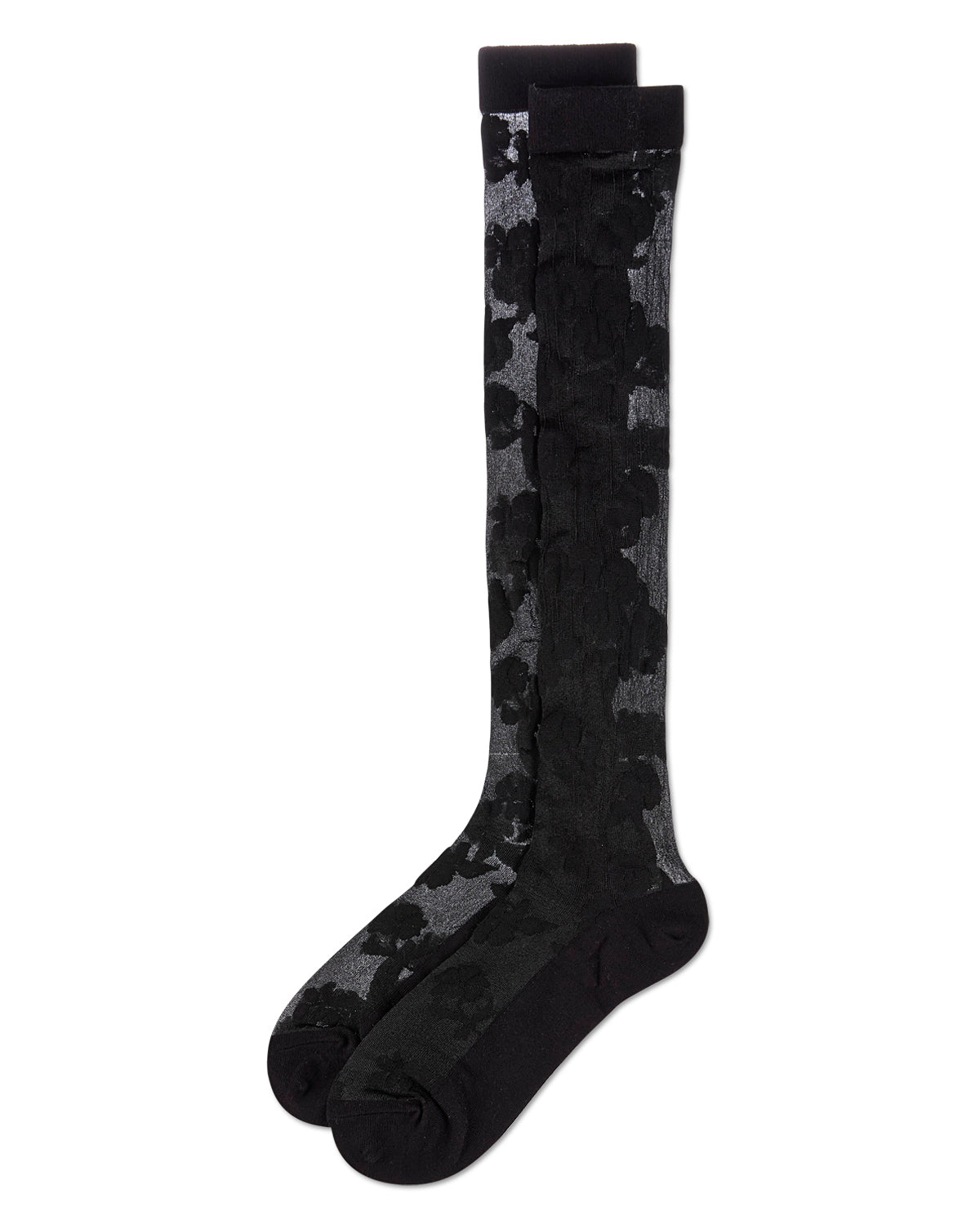 Women's Floral Fantasy Sheer Knee High Socks : Color: Black