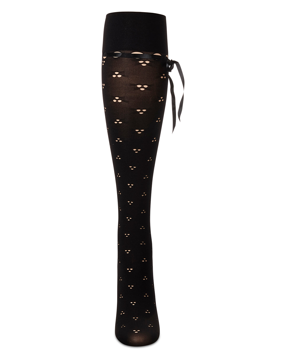 Women's Pointelle Bow Tie Knee High Socks : Color: Black