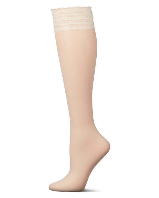 Women's Rufflicious Knee High Socks : Color: Ivory
