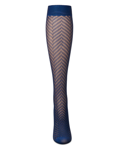 Women's Chevron Net Knee High Socks : Color: Blue