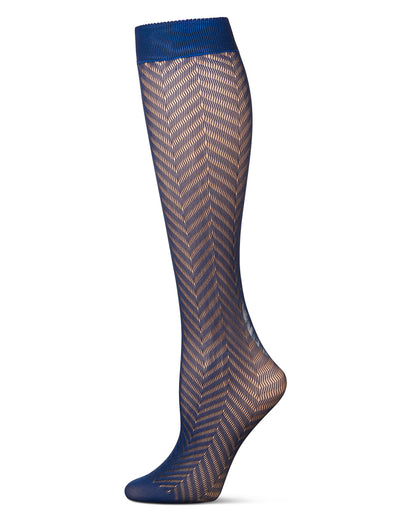 Women's Chevron Net Knee High Socks : Color: Blue