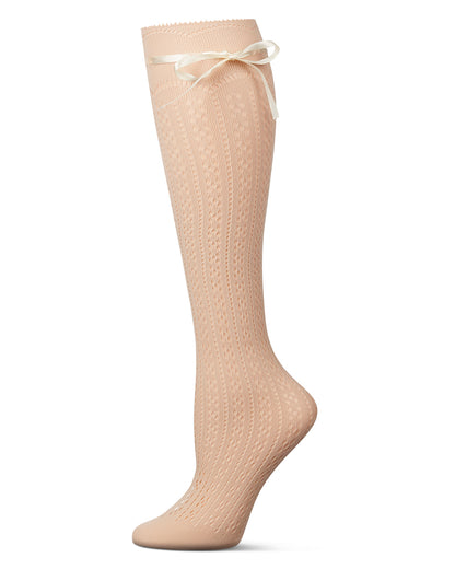 Women's Bowtastic Knee High Socks : Color: Nude