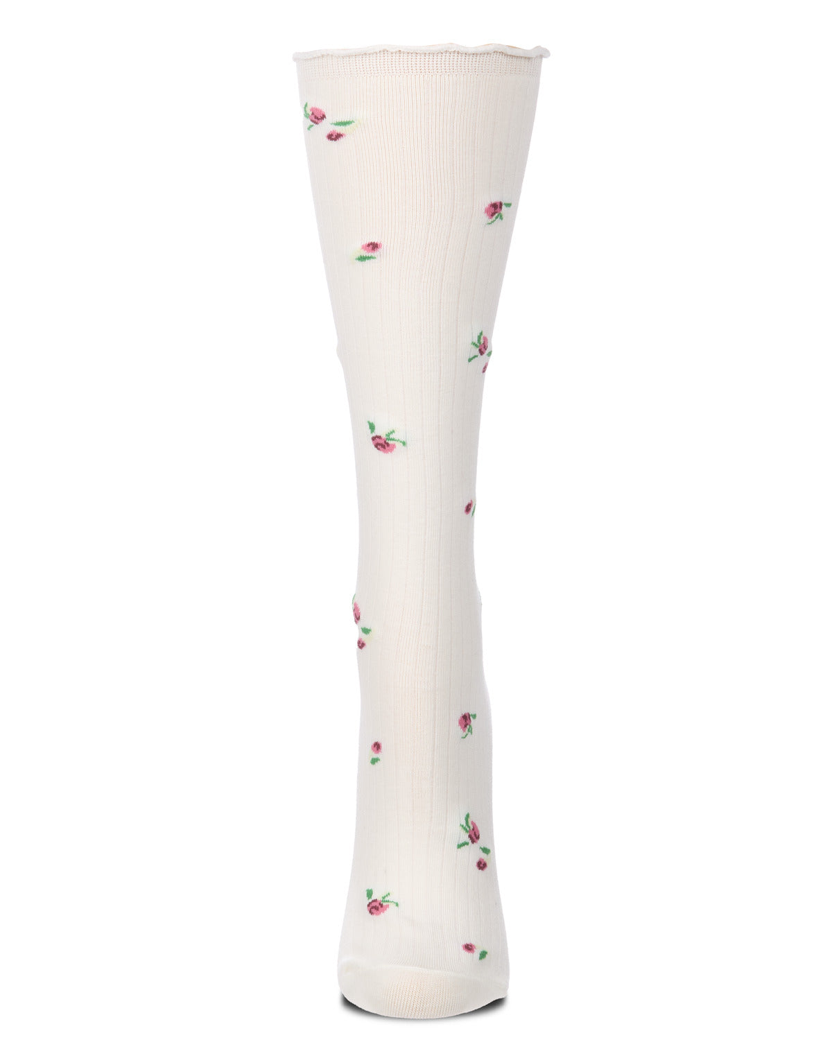 Women's Ditsy Floral Ribbed Cotton-Rich Lettuce-Edge Knee High Sock