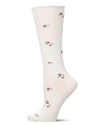 Women's Ditsy Floral Ribbed Cotton-Rich Lettuce-Edge Knee High Sock