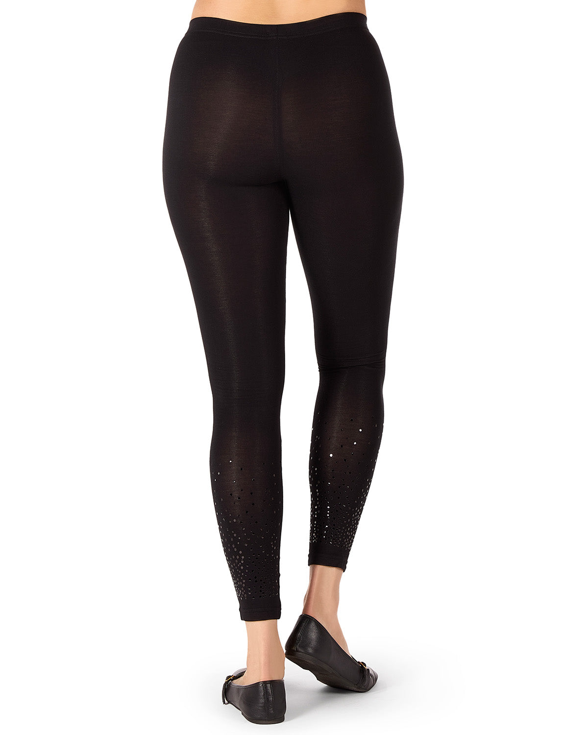 Women's Circle-Dot Applique Rayon-Blend Opaque Ankle-Length Leggings