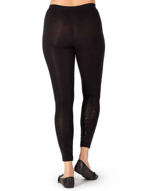 Women's Circle-Dot Applique Rayon-Blend Opaque Ankle-Length Leggings