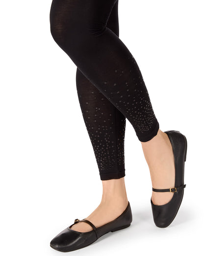 Women's Circle-Dot Applique Rayon-Blend Opaque Ankle-Length Leggings
