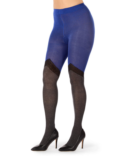 Women's Cotton-Rich Opaque Colorblock 100-Denier Sweater Tights