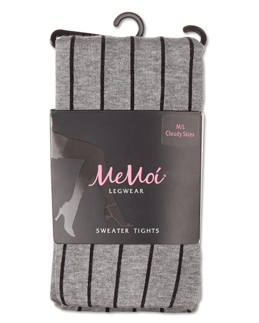Women's Cozy Cotton Blend "Hot Pinstripe" Sweater Tights : Color: Cloudy Skies