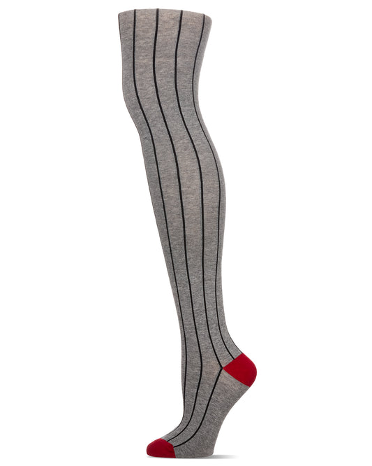 Women's Cozy Cotton Blend "Hot Pinstripe" Sweater Tights : Color: Cloudy Skies