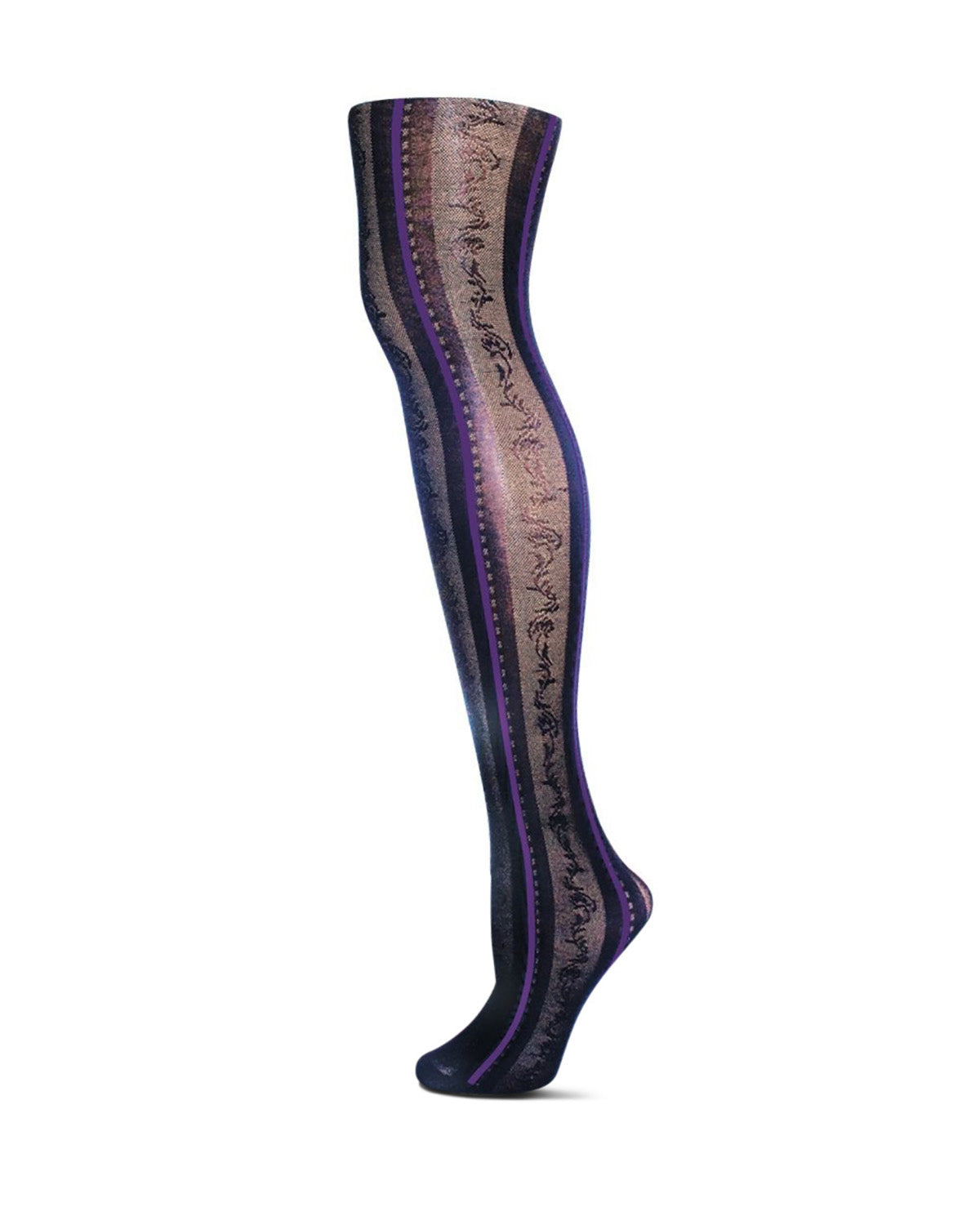 Linear Fashion Cascading Vine Opaque Tights
