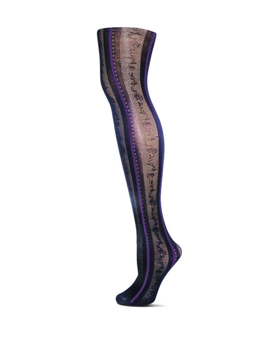 Linear Fashion Cascading Vine Opaque Tights