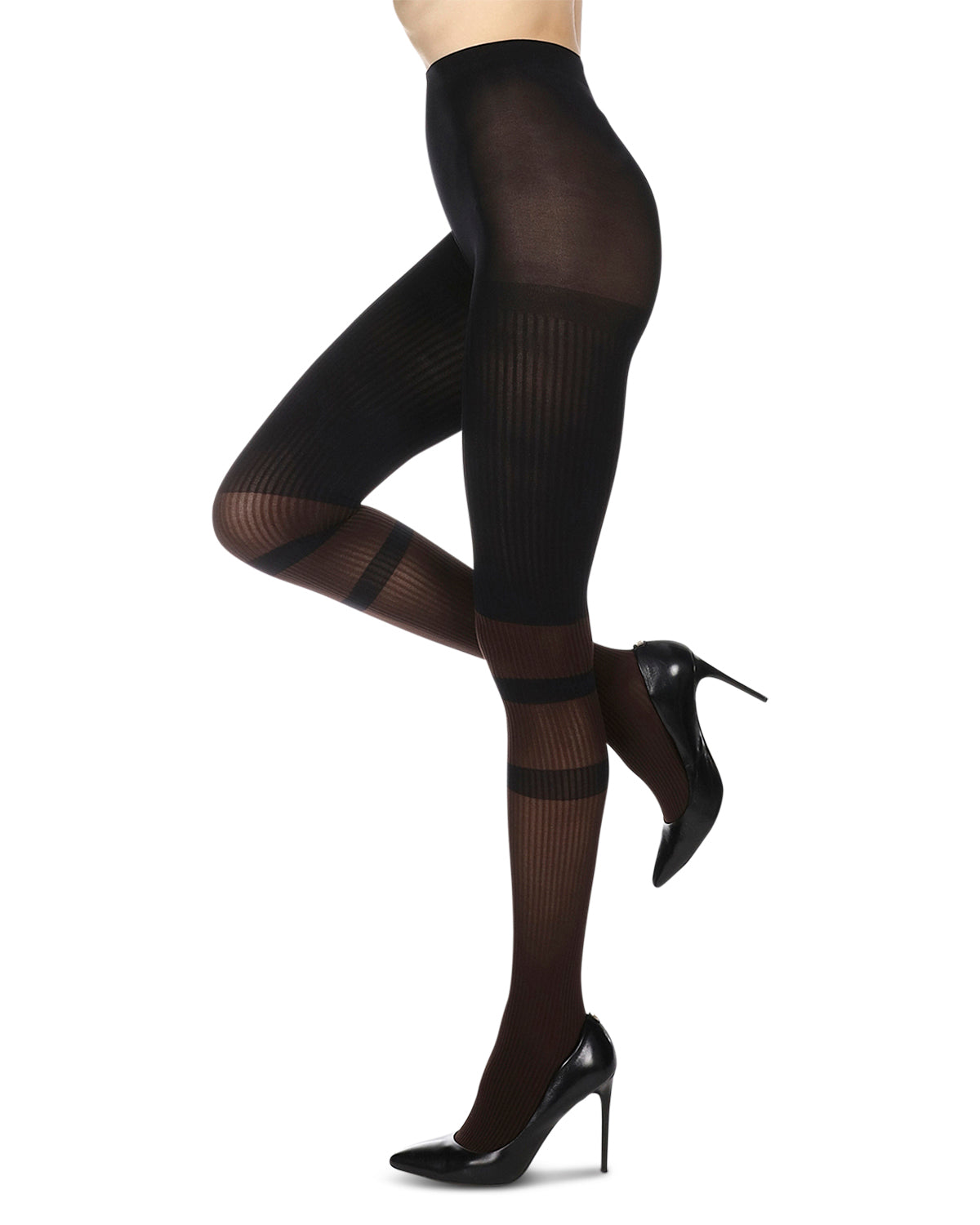 Women's Sportif Rib Nylon Fashion Tights : Color: Espresso/Black