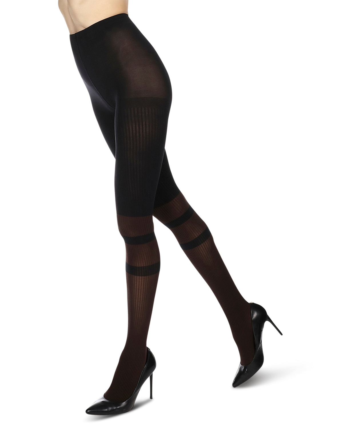 Women's Sportif Rib Nylon Fashion Tights : Color: Espresso Black