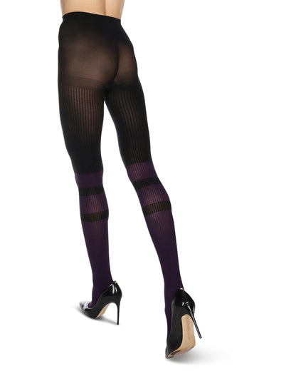 Women's Sportif Rib Nylon Fashion Tights : Color: Plum Perfect