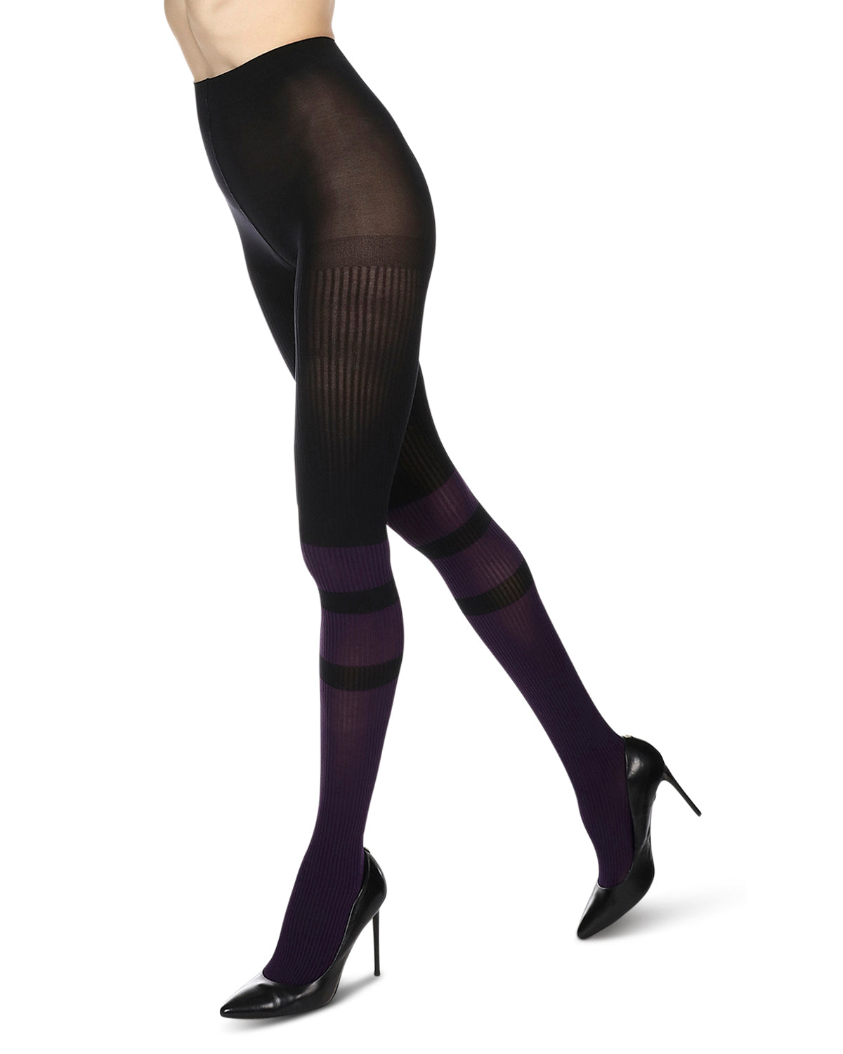 Women's Sportif Rib Nylon Fashion Tights : Color: Plum Perfect