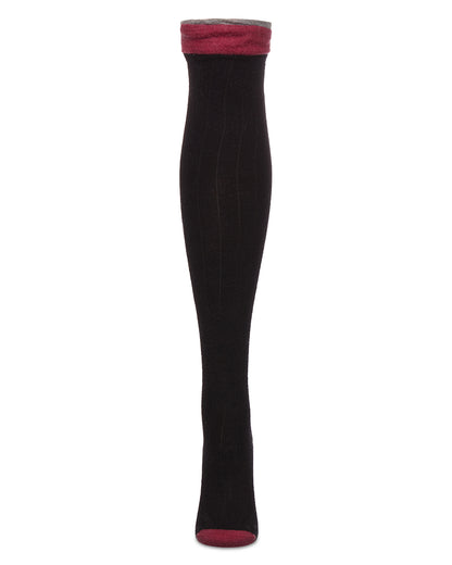 Ruffle Top Cashmere Blend Over the Knee Socks : Color: Black