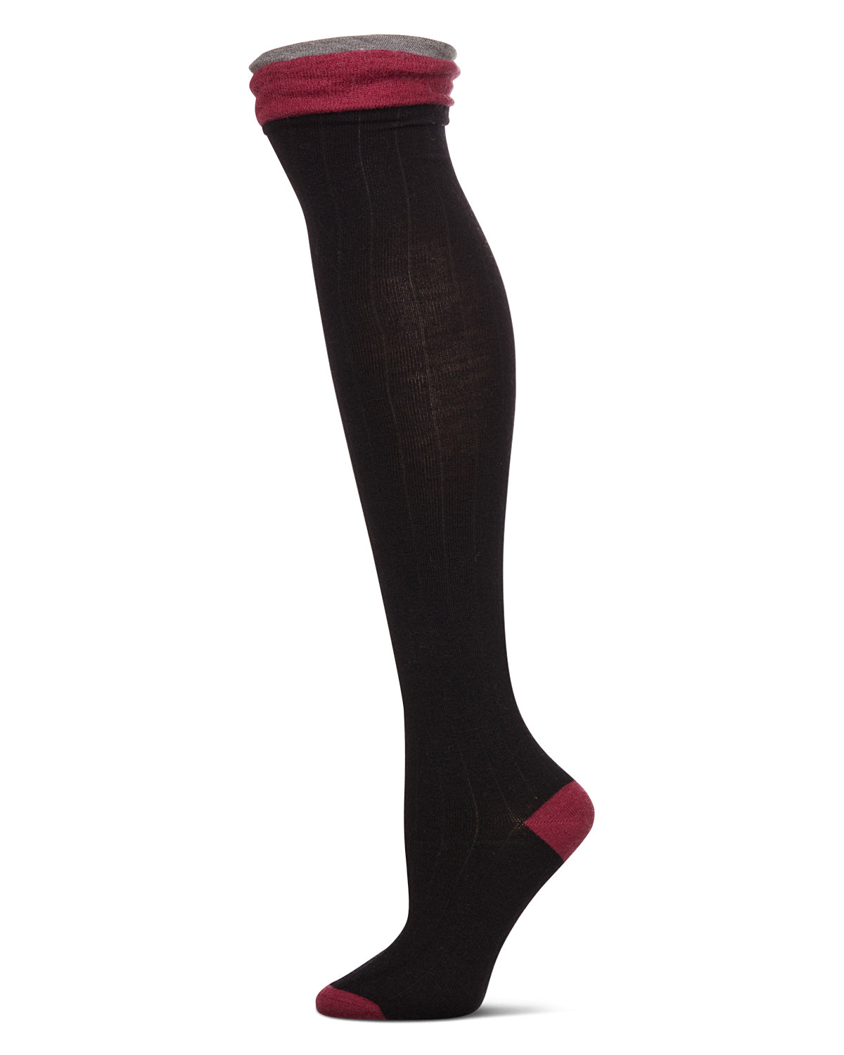 Ruffle Top Cashmere Blend Over the Knee Socks : Color: Black