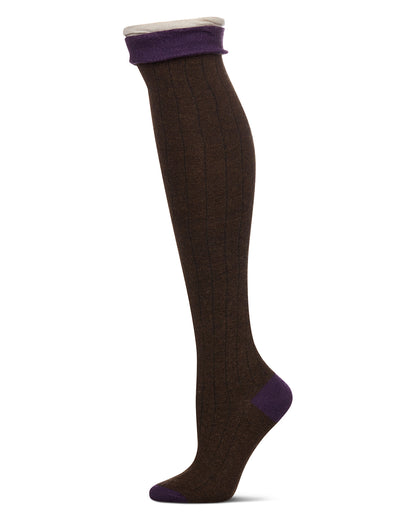 Ruffle Top Cashmere Blend Over the Knee Socks : Color: Espresso