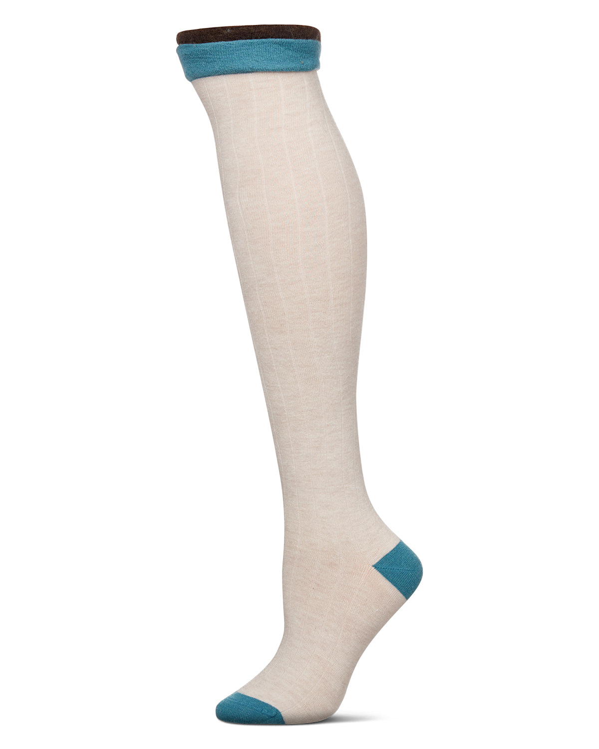 Ruffle Top Cashmere Blend Over the Knee Socks : Color: Oatmeal