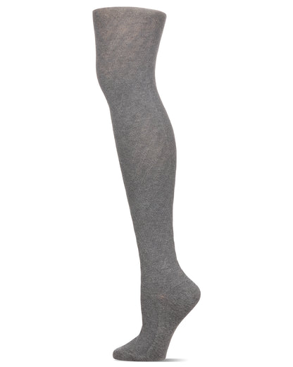 Textured Chevron Cotton Blend Sweater Tights : Color: Cloudy Skies