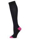 Hot Pinstripe Cotton Blend Knee High Sock : Color: Black