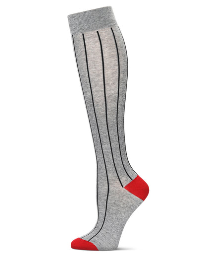 Hot Pinstripe Cotton Blend Knee High Sock : Color: Cloudy Skies