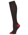 Hot Pinstripe Cotton Blend Knee High Sock : Color: Espresso