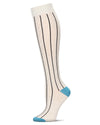 Hot Pinstripe Cotton Blend Knee High Sock : Color: Oatmeal