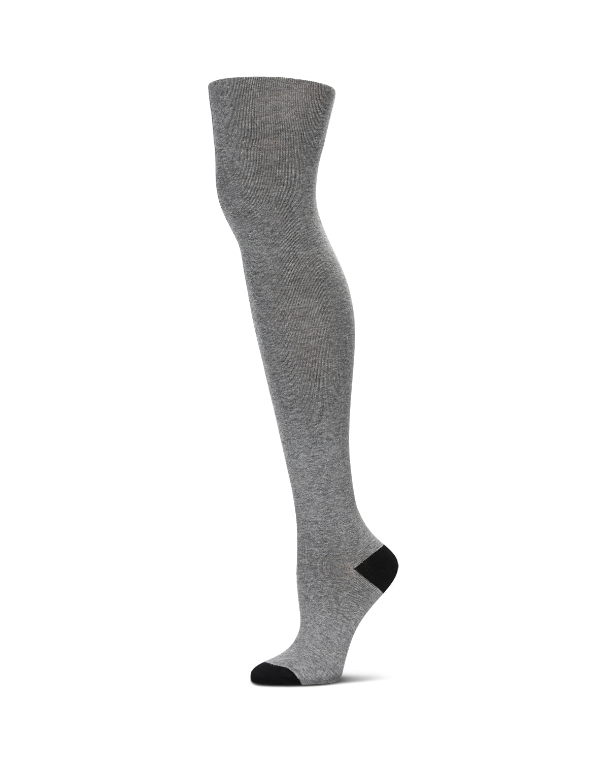Double Standard Cotton Blend Thigh High Sock : Color: Black