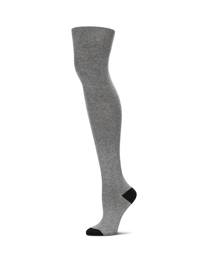 Double Standard Cotton Blend Thigh High Sock : Color: Black
