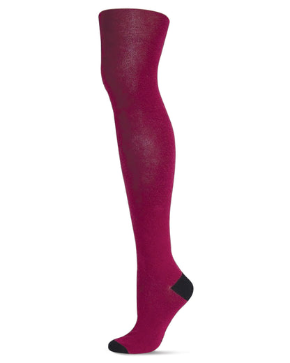 Double Standard Cotton Blend Thigh High Sock : Color: Black