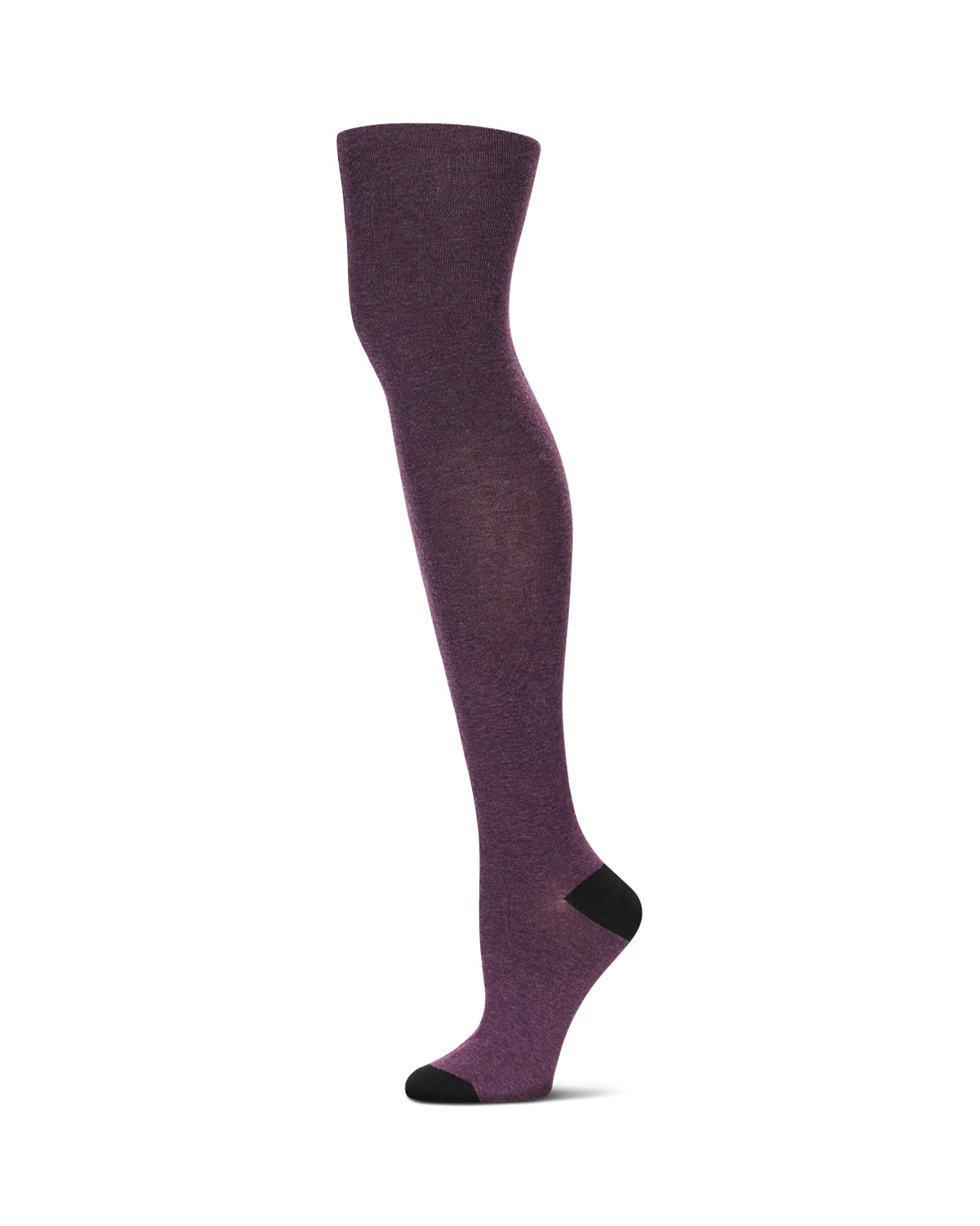 Double Standard Cotton Blend Thigh High Sock : Color: Black