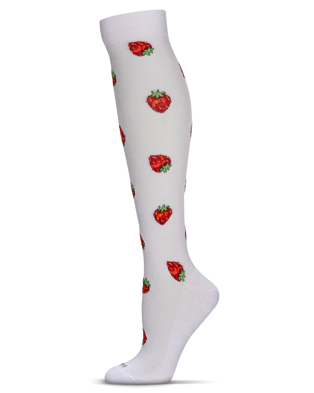 Women's Strawberry Field Bamboo Blend 8-15mmHg Graduated Compression Socks : Color: White