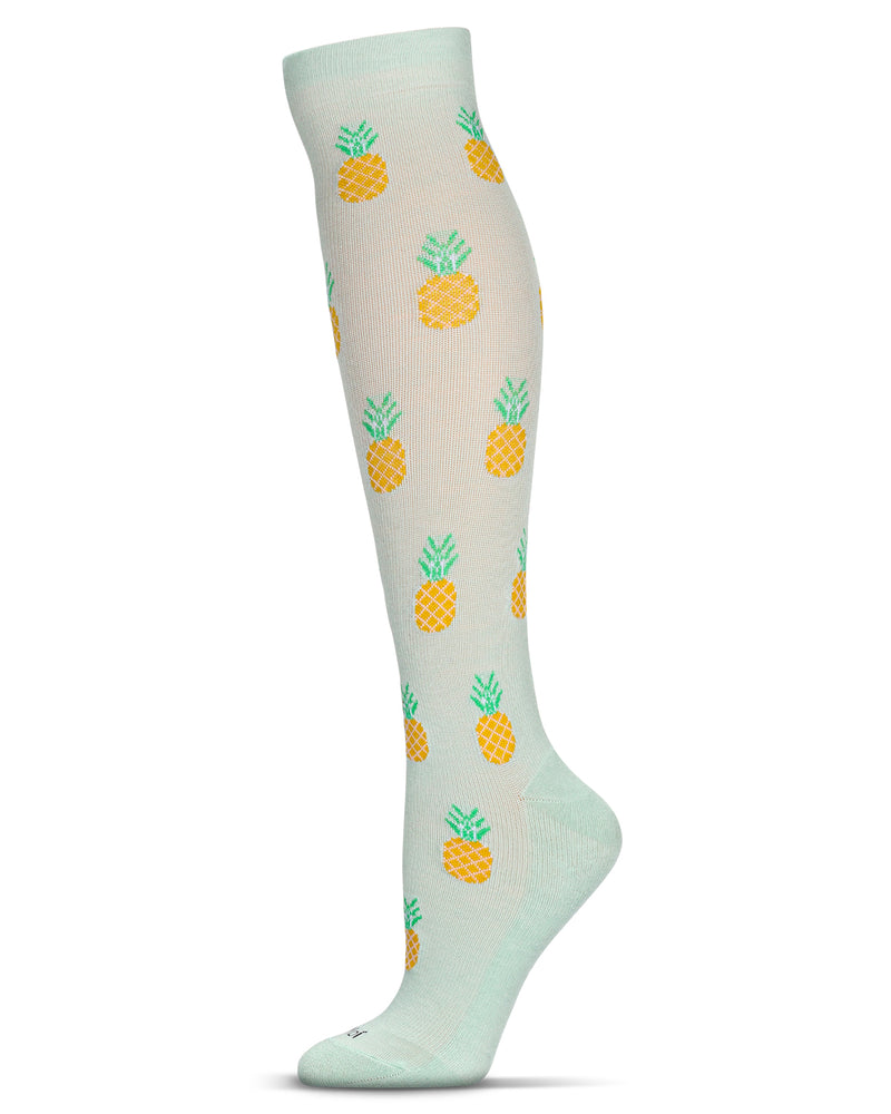Women's Pineapple Paradise Bamboo Blend 8-15mmHg Graduated Compression Socks