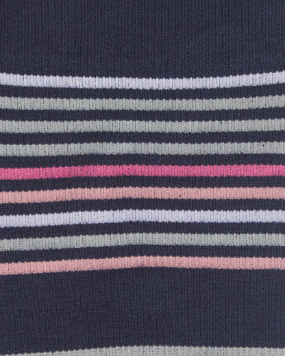 Women's Classic Stripes Bamboo Blend 8-15mmHg Graduated Compression Socks : Color: Navy