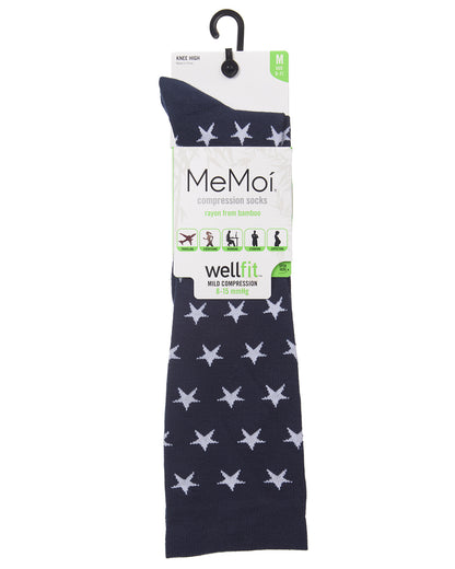 Women's Old Glory Bamboo Blend 8-15mmHg Graduated Compression Socks : Color: Navy