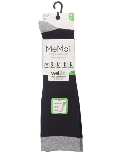 Women's Two-Tone Contrast Bamboo Blend 8-15mmHg Graduated Compression Socks : Color: Black