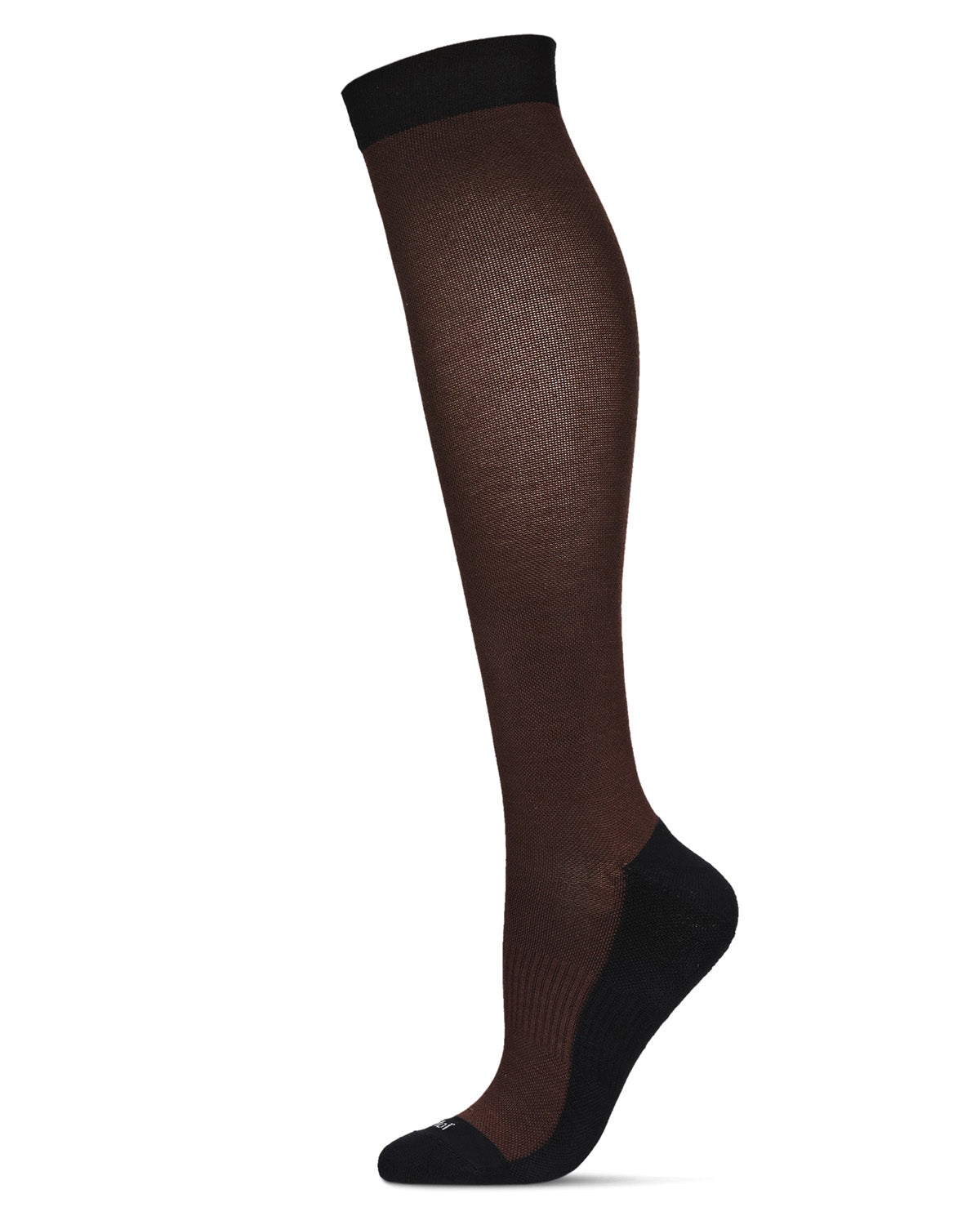 Women's Two-Tone Contrast Bamboo Blend 8-15mmHg Graduated Compression Socks : Color: Brown