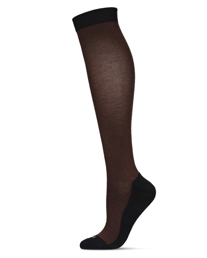 Women's Two-Tone Contrast Bamboo Blend 8-15mmHg Graduated Compression Socks : Color: Brown