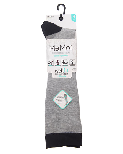 Women's Two-Tone Contrast Bamboo Blend 8-15mmHg Graduated Compression Socks : Color: MedGrayHeather